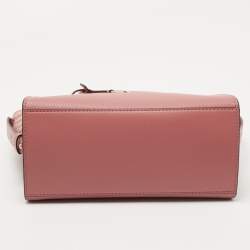 Pre Owned Michael Kors Pink Signature Leather and Suede Small Avril Satchel