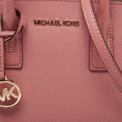 Pre Owned Michael Kors Pink Signature Leather and Suede Small Avril Satchel