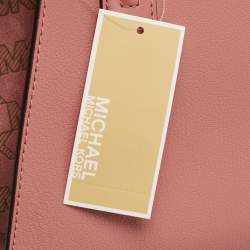 Pre Owned Michael Kors Pink Signature Leather and Suede Small Avril Satchel