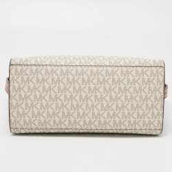 مملوكة مسبقًا Michael Kors Brown/Off White Signature Coated Canvas and Leather Avril Satchel