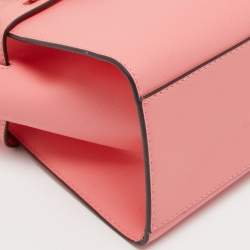 Pre Owned Michael Kors Pink Faux Leather Medium Carmen Belted Flap Satchel