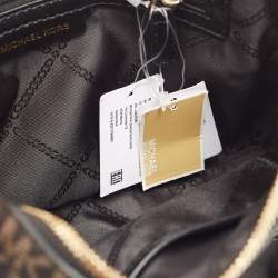 مملوكة مسبقًا Michael Kors Black Signature Coated Canvas and Leather Dome Crossbody Bag