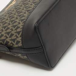 مملوكة مسبقًا Michael Kors Black Signature Coated Canvas and Leather Dome Crossbody Bag