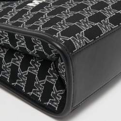 Pre Owned Michael Kors Black/white Signature Canvas and Leather Small Mirella Tote