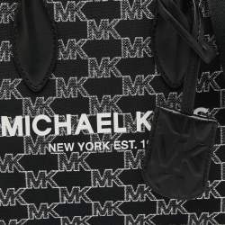 Pre Owned Michael Kors Black/white Signature Canvas and Leather Small Mirella Tote