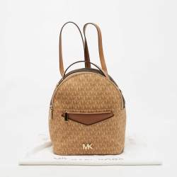 Michael Kors Beige/Brown Signature Coated Canvas and Leather Jessa Backpack