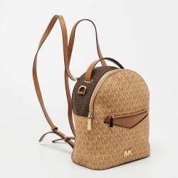 Michael Kors Beige/Brown Signature Coated Canvas and Leather Jessa Backpack