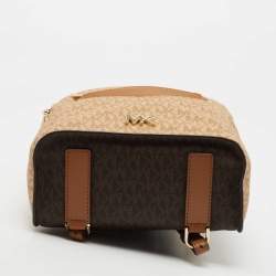 Michael Kors Beige/Brown Signature Coated Canvas and Leather Jessa Backpack
