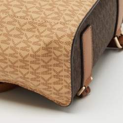 Michael Kors Beige/Brown Signature Coated Canvas and Leather Jessa Backpack