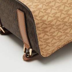 Michael Kors Beige/Brown Signature Coated Canvas and Leather Jessa Backpack