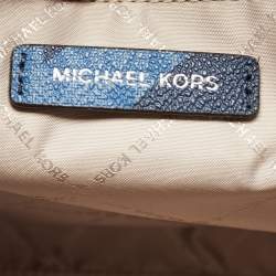 Pre Owned Michael Kors Navy Blue Signature Coated Canvas Large Kenly North South Tote