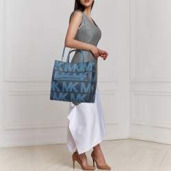 Michael Kors MK Kenly Large Logo Tote Bag Blue - $189 (52% Off