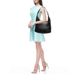 Pre Owned MICHAEL Michael Kors Black Leather Large Lupita Hobo 