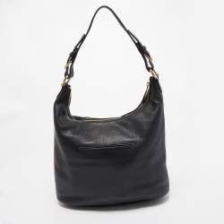 Pre Owned MICHAEL Michael Kors Black Leather Large Lupita Hobo 