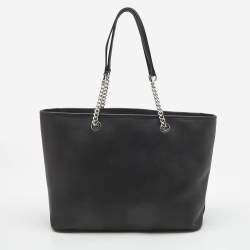 مملوكة مسبقًا Michael Kors Black Leather Medium Jet Set Travel Chain Tote
