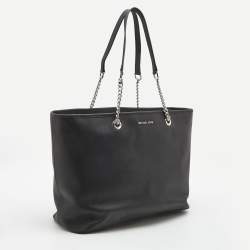 مملوكة مسبقًا Michael Kors Black Leather Medium Jet Set Travel Chain Tote
