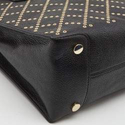 Pre Owned Michael Kors Black Leather Small Stud & Grommet Mercer Convertible Tote