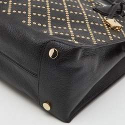 Pre Owned Michael Kors Black Leather Small Stud & Grommet Mercer Convertible Tote