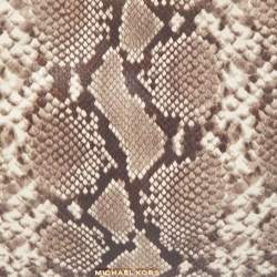 Pre Owned Michael Kors Beige Python Embossed Leather Medium Newbury Tote