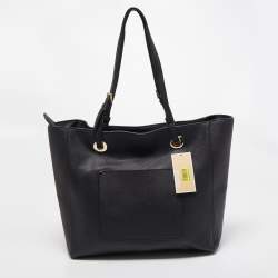 Pre Owned Michael Kors Black Leather Large East West Walsh Shopper Tote
