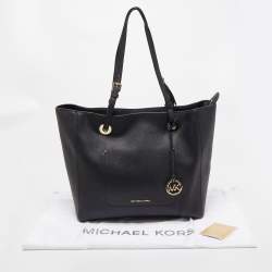 Pre Owned Michael Kors Black Leather Large East West Walsh Shopper Tote