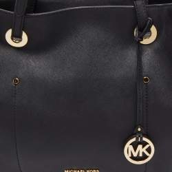 Pre Owned Michael Kors Black Leather Large East West Walsh Shopper Tote