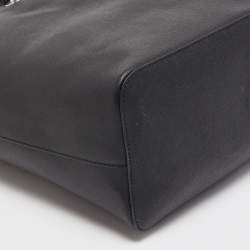 Pre Owned Michael Kors Black Leather Medium Jet Set Travel Chain Tote