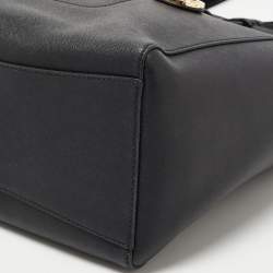 Pre Owned Michael Kors Black Leather Large East West Walsh Shopper Tote