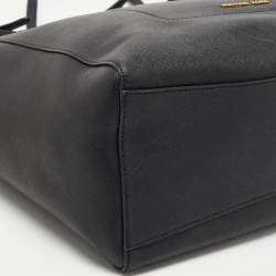 Pre Owned Michael Kors Black Leather Large East West Walsh Shopper Tote
