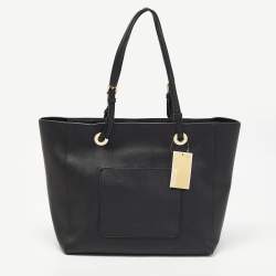 Pre Owned Michael Kors Black Leather Large East West Walsh Shopper Tote