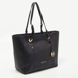 Pre Owned Michael Kors Black Leather Large East West Walsh Shopper Tote