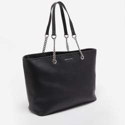 مملوكة مسبقًا Michael Kors Black Leather Medium Jet Set Travel Chain Tote