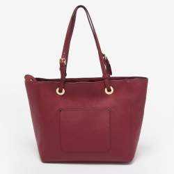 Pre Owned Michael Kors Burgundy Leather Large East West Walsh Shopper Tote