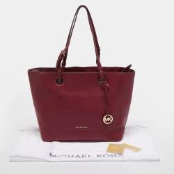 Pre Owned Michael Kors Burgundy Leather Large East West Walsh Shopper Tote