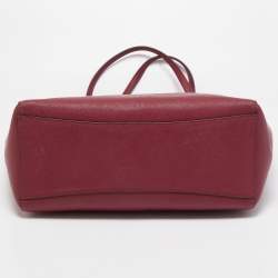 Pre Owned Michael Kors Burgundy Leather Large East West Walsh Shopper Tote