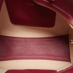 Pre Owned Michael Kors Burgundy Leather Large East West Walsh Shopper Tote