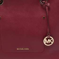 Pre Owned Michael Kors Burgundy Leather Large East West Walsh Shopper Tote