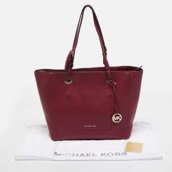 Pre Owned Michael Kors Burgundy Leather Large East West Walsh Shopper Tote
