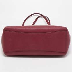 Pre Owned Michael Kors Burgundy Leather Large East West Walsh Shopper Tote