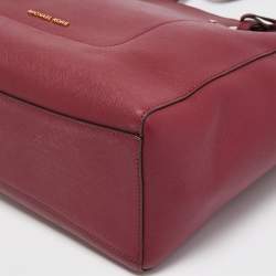 Pre Owned Michael Kors Burgundy Leather Large East West Walsh Shopper Tote