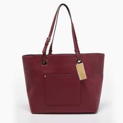 Pre Owned Michael Kors Burgundy Leather Large East West Walsh Shopper Tote