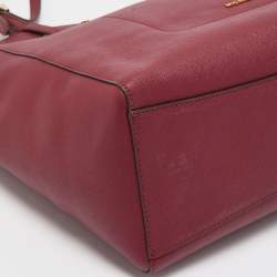 Pre Owned Michael Kors Burgundy Leather Large East West Walsh Shopper Tote