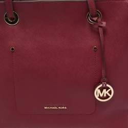 Pre Owned Michael Kors Burgundy Leather Large East West Walsh Shopper Tote