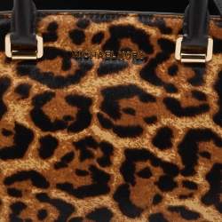 Pre Owned Michael Kors Multicolor Leopard Calf Hair and Python Effect Medium Selma Satchel