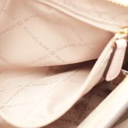 Michael Kors White/Pink Signature Coated Canvas and Leather Medium Trisha Crossbody Bag