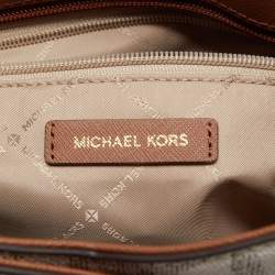 Pre Owned Michael Kors Off White Signature Coated Canvas Large Jet Set Chain Tote