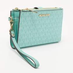 مملوكة مسبقًا محفظة توري برش جيت سيت ترافيل كانفاس مقوى بني سحاب مزدوج حمالة معصم