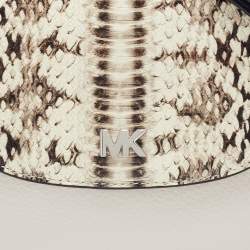 Pre Owned Michael Kors Cream/Black Leather and Python Effect Leather Half Dome Crossbody Bag 