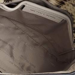 Pre Owned Michael Kors Cream/Black Leather and Python Effect Leather Half Dome Crossbody Bag 
