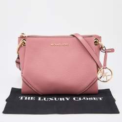 Pre Owned Michael Kors Pink Leather Nicole Crossbody Bag